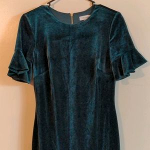 Emerald velvet Calvin Klein dress